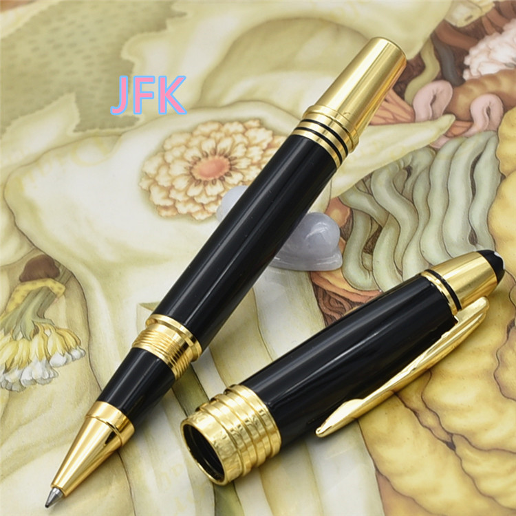

high-quality John JFK series Gold Clip Roller ball pen with high quailty stationery school office supplies writing ballpoint pens gifts, Blue;orange