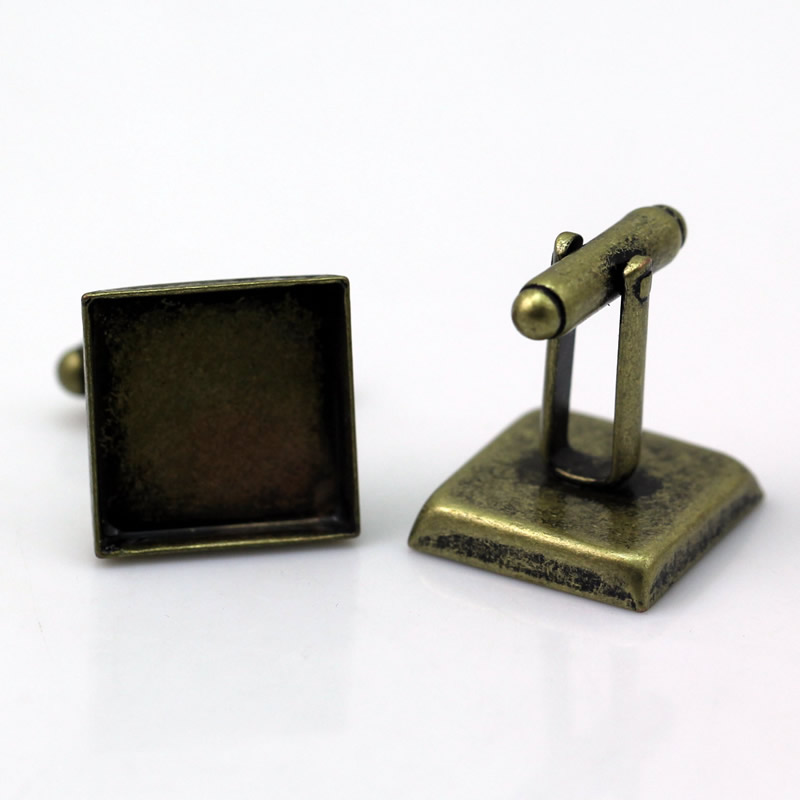

Beadsnice cufflink parts with 18mm square bezel setting for your cuff link making brass ID 10040