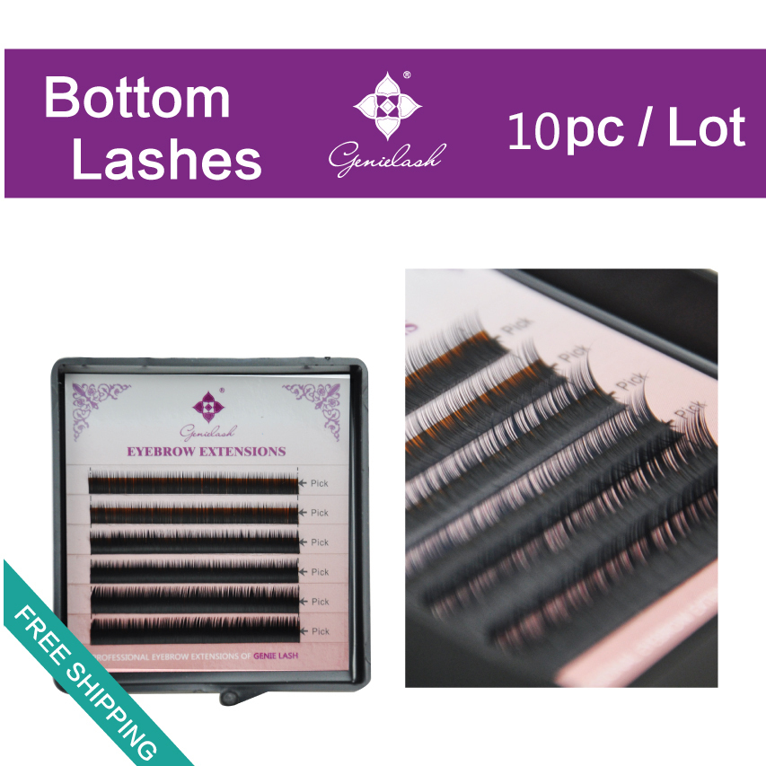

Wholesale-10 pcs/Lot Bottom Lash Extensions J curl 5 6 7mm Short Sizes for Under False Eyelashes Professional Use Only