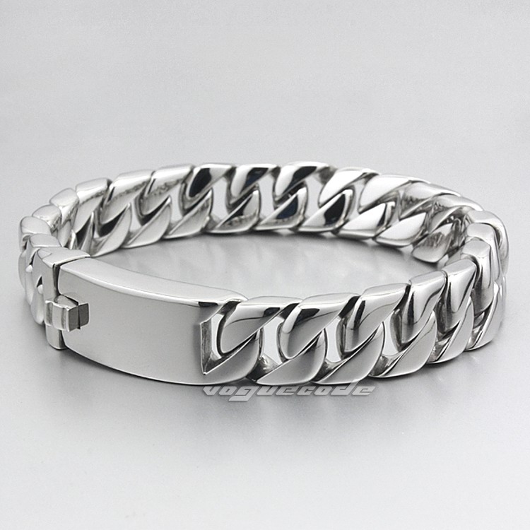 

10 Lengths 316L Stainless Steel Curb Cuban Chain Fashion Bracelet 5N005