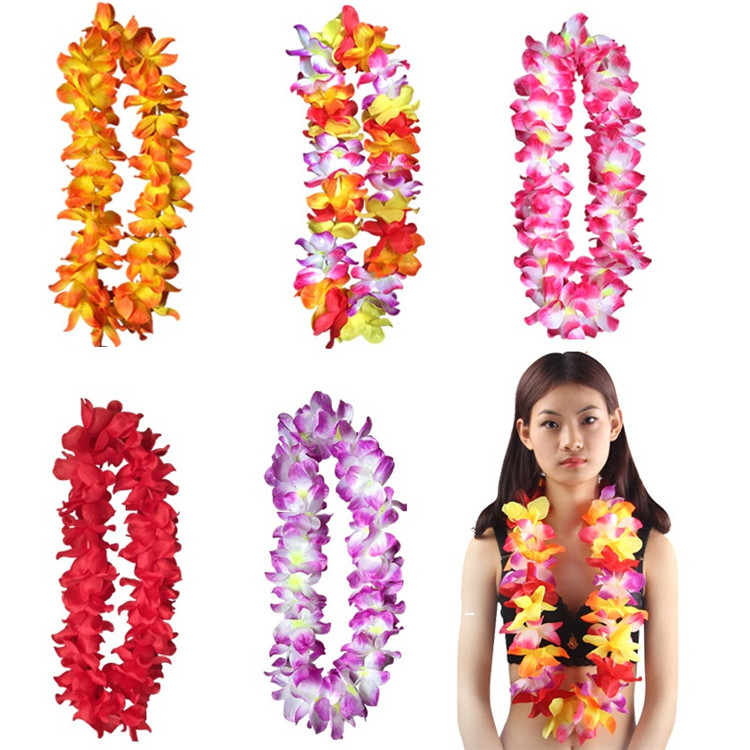 Set COMPLETO GIALLO Hawaiano-ERBA Gonna Fiori Hula Lei Ghirlanda Costume