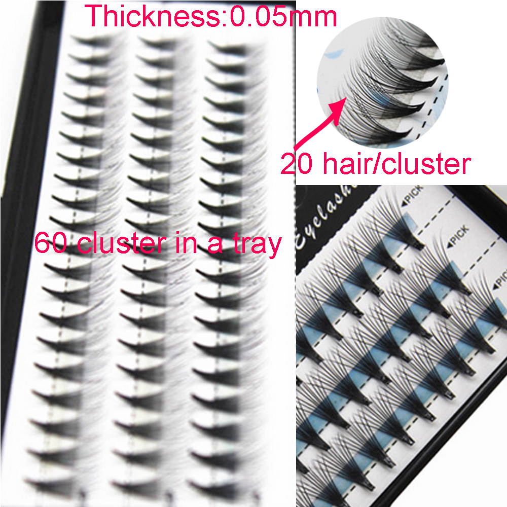 20d0.05mm 20 hair/cluster Flare Knot Free Silk eyelash Natural Long Black Individual Eyelash Extension Synthetic Extension Kit Free Shipping-image-374190620