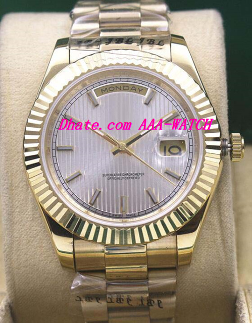 

Luxury Men's Watches 40mm 228235 Stripe White Dial Automatic Movemennt Gold Stainless Steel Bracelet Fashion Wristwatches, Make waterproof