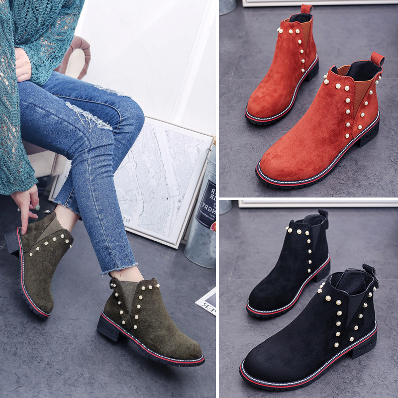 

wholesale ! New style autumn and winter retro Martin shoes British women's short boots with thick frosted wild student boots, Black