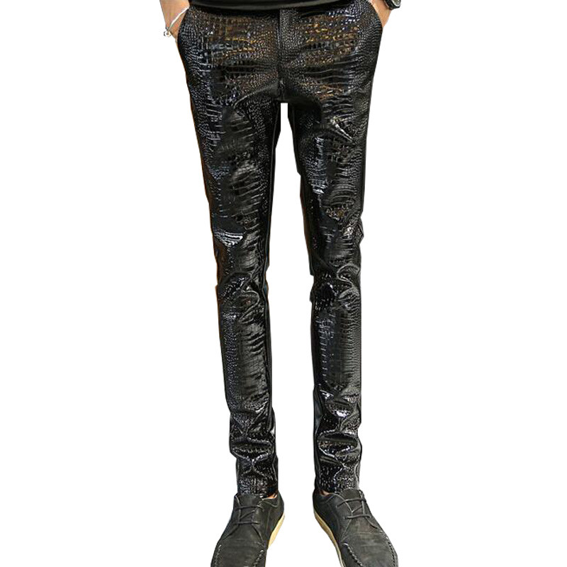

Mens Wholesale- MORUANCLE Mens Faux Leather Pants PU Motorcycle Ridding Suede Trousers Slim Fit Biker Joggers For Male Size -36, Black