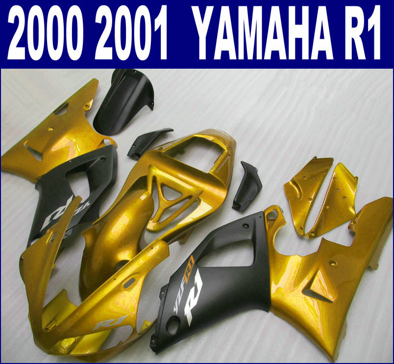 

Free customize fairing kit for YAMAHA 2000 2001 YZF R1 bodykits YZF-R1 00 01 matte black golden fairings set BR12 + 7 gifts, Same as the picture shows