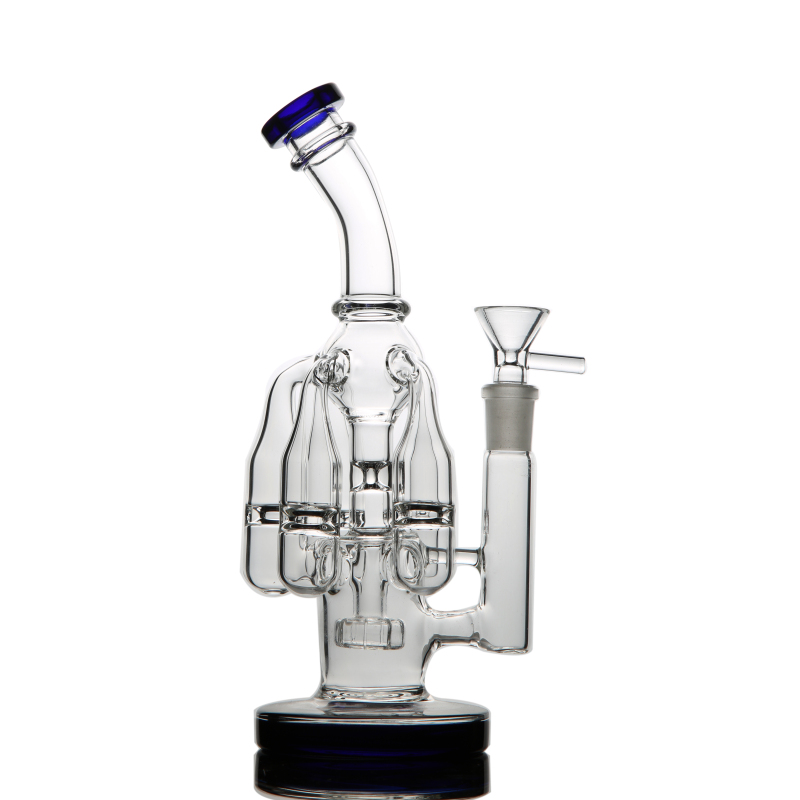 

New Arrival Glass bongs with 5 arms chamber recycler perc water pipe dab rig shisha hookah with 14mm joint