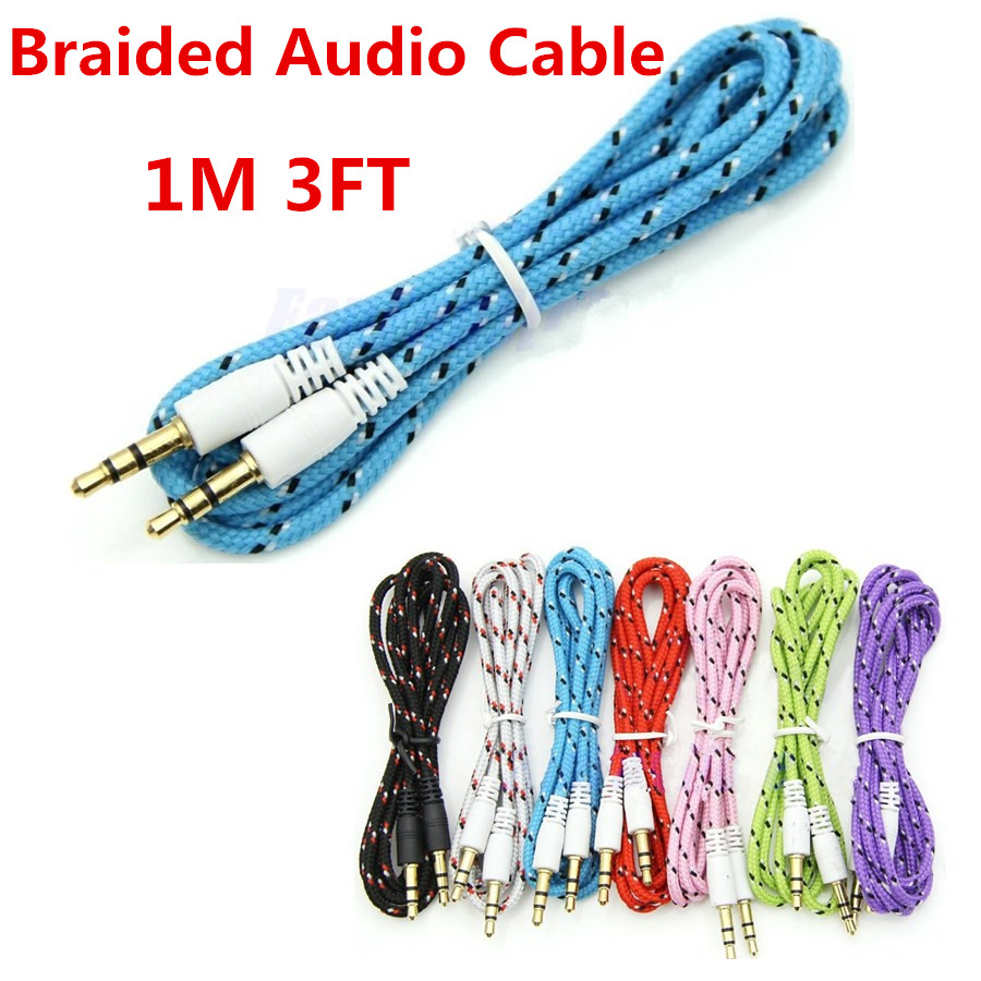 

Braided Fabric 3.5 mm Stereo Audio AUX Auxiliary Cable 1M 3FT Woven Cable for iphone 7 6s Samsung S7 S6 Edge MP3 Headphone Speaker, White