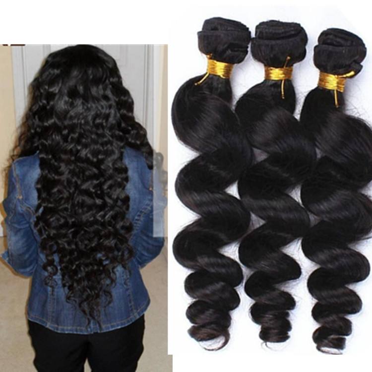 

Virgin Peruvian Hair Bundles Human Hair Weaves Loose Wave Wefts 100% Unprocessed Brazilian Indian Malaysian Mongolian Weaving Hair Extension, Natural color