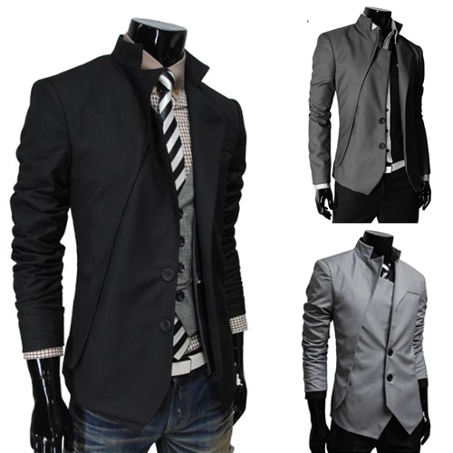 Gros-Nouvelle arrivée conception asymétrique Métrosexuel col costume petit mode hommes occasionnels blazer vestes / manteaux Livraison gratuite