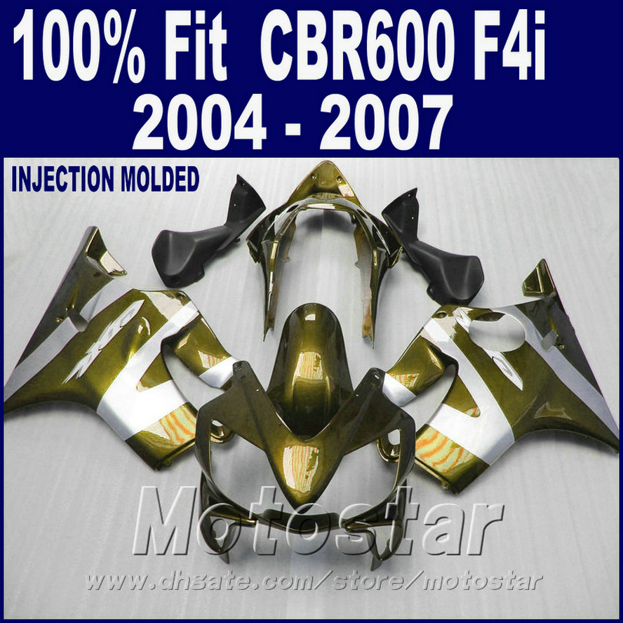 

100%Injection molding for HONDA CBR 600 F4i fairings 2004 2005 2006 2007 ABS cbr600 f4i 04 05 06 07 golden fairing kit ICDG, Same as picture