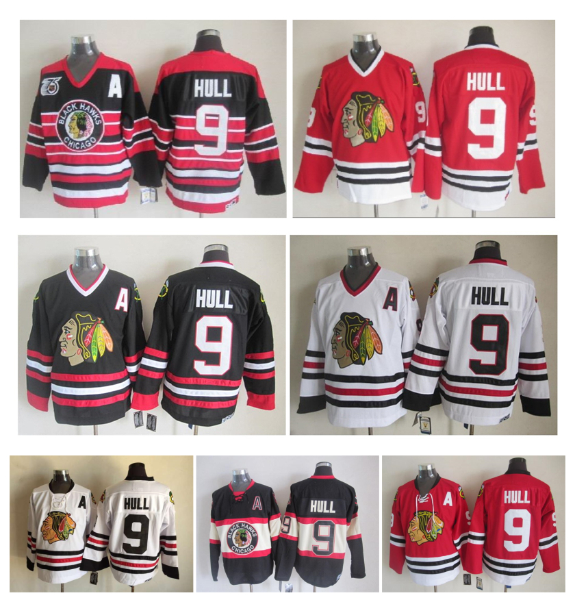 

Top Quality ! Men Chicago Blackhawks Ice Hockey Jerseys Cheap 9 Bobby Hull Vintage CCM Authentic Stitched Jerseys Mix Order !, As pic