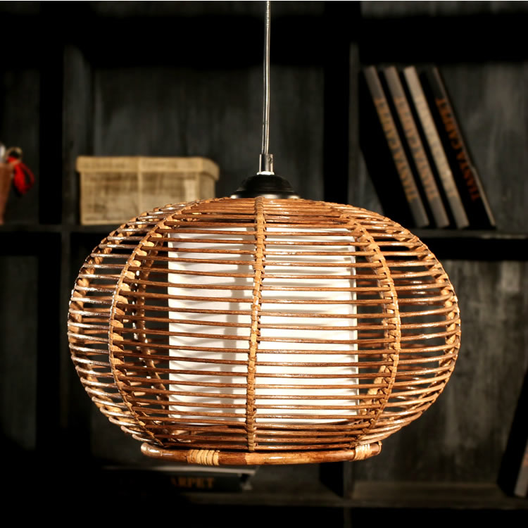 

Handmade Rattan pumpkin Restaurant Ceiling Pendant Lamp Dining Room Balcony Kitchen Room Restaurant Chandelier Light Fixtures