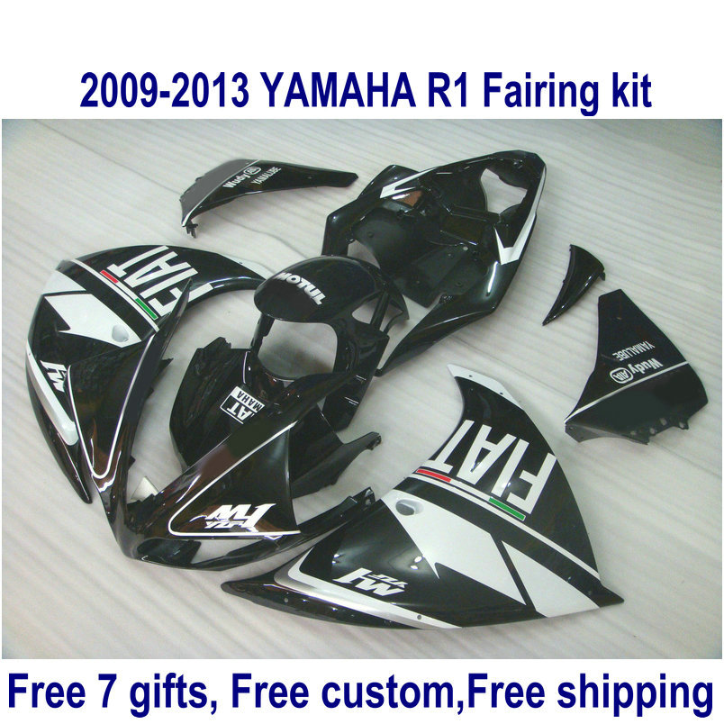 

ABS full fairing kit for YAMAHA YZF-R1 2009-2011 2012 2013 glossy black YZF R1 plastic fairings set 09-13 HA8, Same as the picture shows