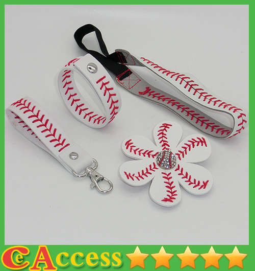 

25pcs baseball seam headband+25pcs baseball seam hair bow+25pcs baseball seam keychain+25pcs baseball seam bracelet, Multi-color