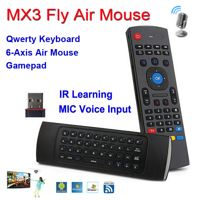 

X8 Keyboard with Mic Voice Backlit 2.4Ghz Wireless MX3 QWERTY IR Learning Mode Fly Air Mouse Remote Control for PC Android TV Box MX3-M