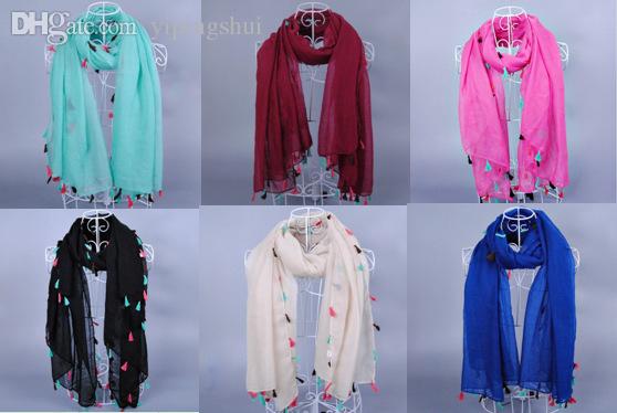 

Wholesale-women fashion printe solid color tassels plain 100%viscose plain shawls long wrap hijab muslim scarves/scarf 10pcs/lot