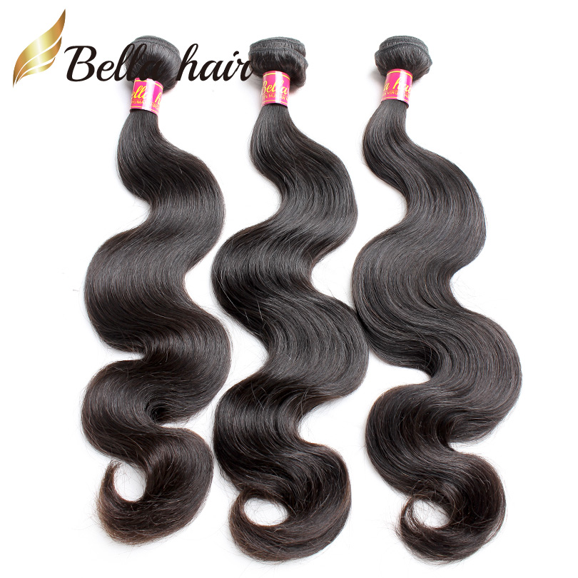 

Cheap Body Wave Virgin Human Hair Bundles Indian European Peruvian Brazilian Malaysian Cambodian 3pcs Double Weft Extensions Bellahair, Natural color