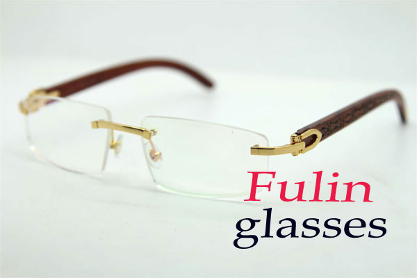 

Wholesale Rimless Vintage Read Glasses Famous Design Light Weight Wood Eyeglasses Unisex For Woman T8100905 silver gold metal frame