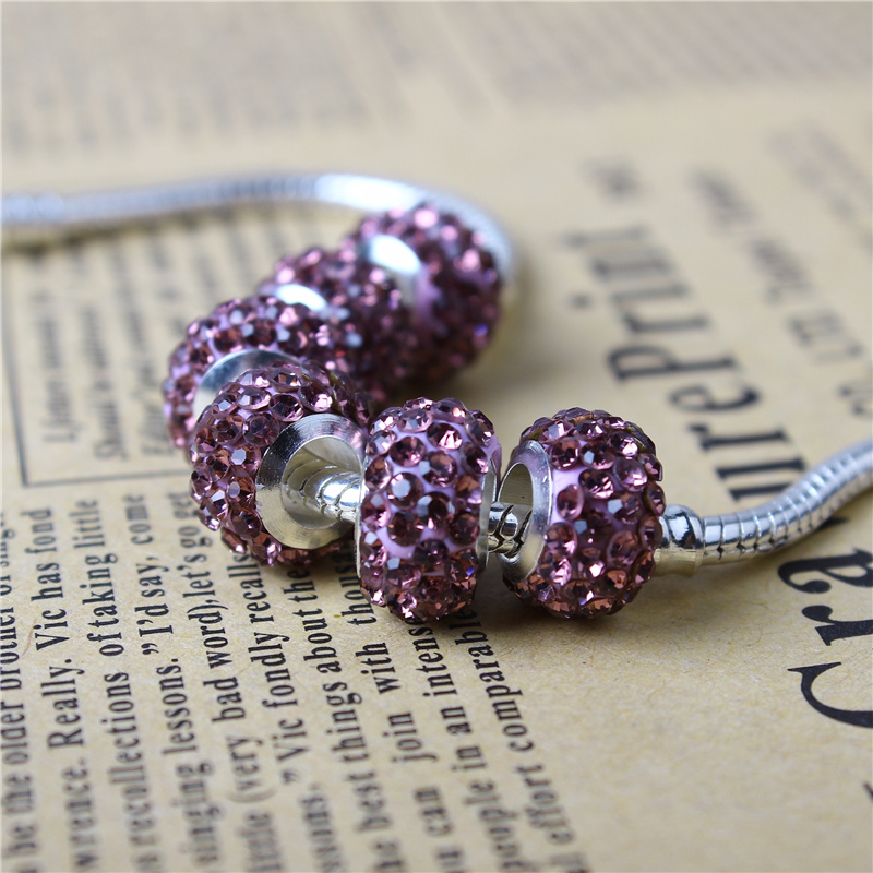 Dark Purple Crystal Clay Charm Bead 925 Silver Plated Fashion Women Jewelry Stunning European Style For Pandora Bracelet Necklace PANMF-09