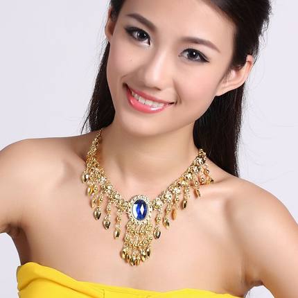 

NEW BELLY DANCE NECKLACE COSTUME JEWELRY BOLLYWOOD DANCING PROPS Belly Dance Necklace Gem Belly Dance Jewelry Necklace Headdress 2 Use