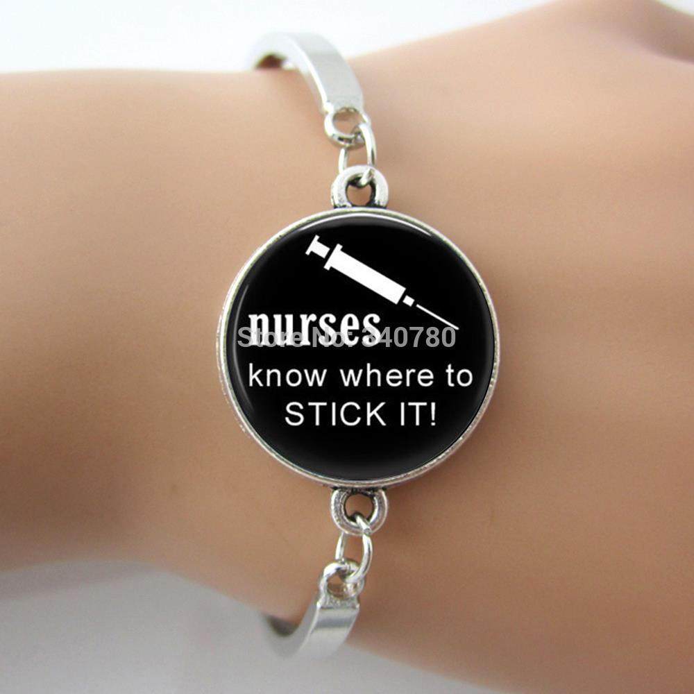 Funny Nurse Bracelet,Picture Glass Dome Photo Bangle,Black and white New Fashion Women Bracelet Female GL12-image-259346971
