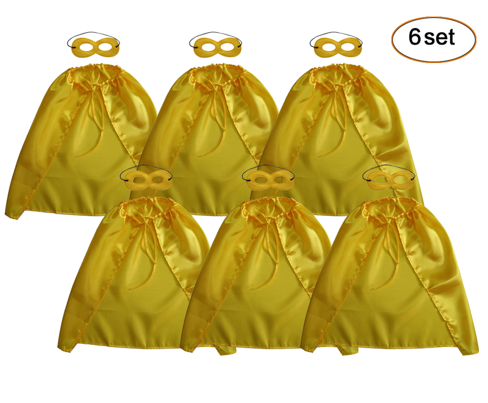 

2018 PLAIN COLOR 50*70cm satincostume Halloween Cosplay Capes kids capes pack of 6, Yellow
