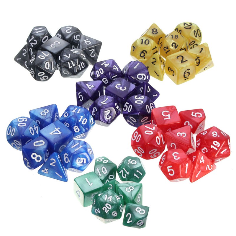 

7pcs/Set Resin Polyhedral TRPG Games For Dungeons Dragons Opaque D4-D20 Multi Sides Dice Pop for Game Gaming