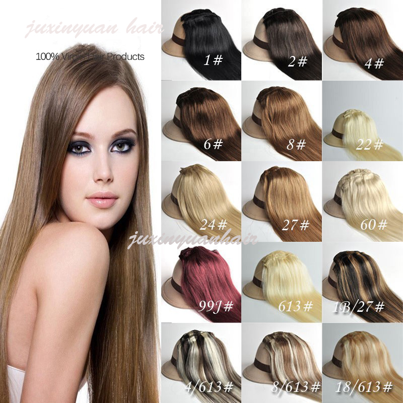 

5A - 200g/pc 10pc/set 100% real human hair/lndian hair clips in extensions real straight full head high quality, 2# dark brown