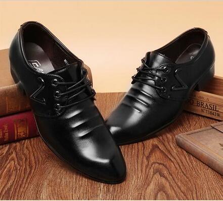 

Mens Shoes casual 2018 new Men Oxfords, Lace-Up Business Men Wedding Shoes, PU Leather Men Dress Shoes size: EU38-44, Black