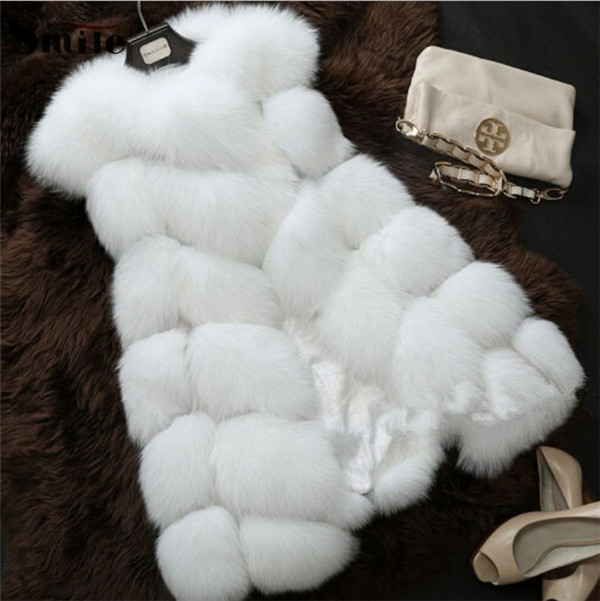 

Wholesale-Ladies Autumn and Winter Warm Faux Rabbit Fur Vest Coat Women' Plus Big Large Size Fake Fox Fur Sleeveless Waistcoat Jacket, White