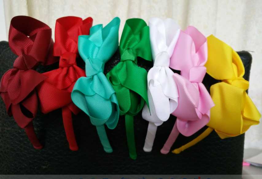 

Wholesale- baby girl hair bows attached headbands hairband hairbows headband 30pcs/ot, Multi-color