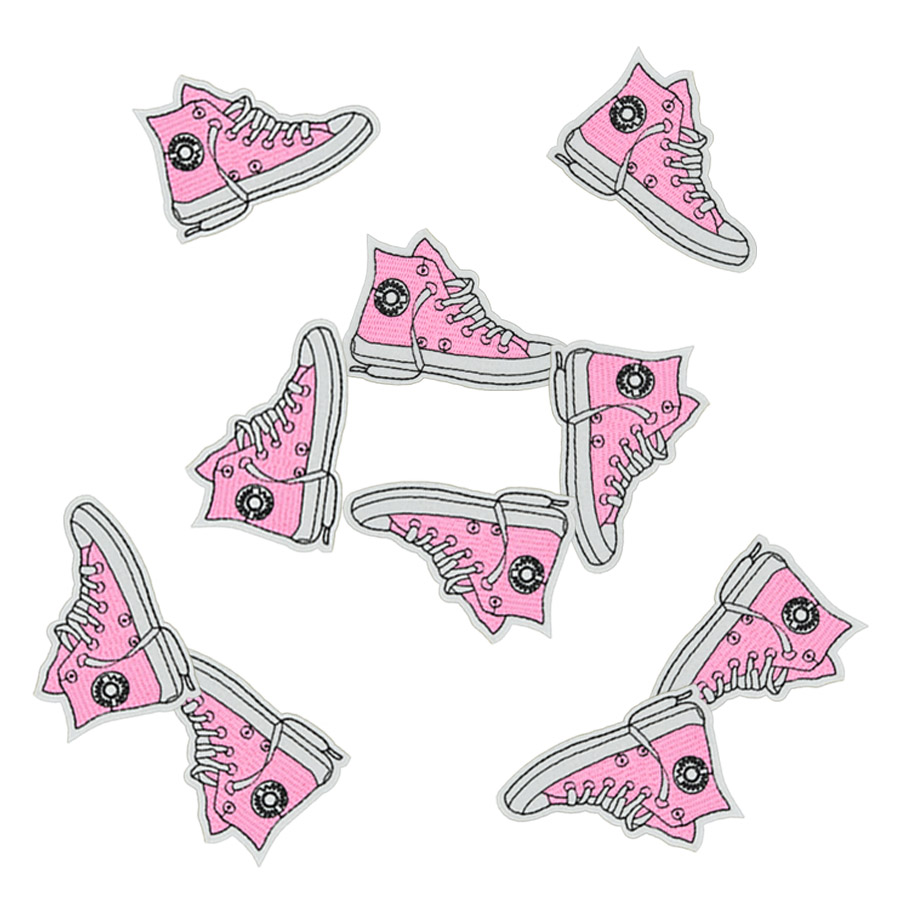 

10PCS cloth shoes embroidery patches for clothing iron patch for cloth applique sewing accessories stickers badge on clothes iron on patches, Black