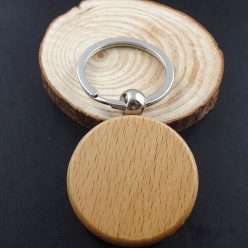 

HOT Blank Wooden Key Chain Engrave Promotion Gift DIY Carving Circle 1.25'' Keychains 200PCS Free shipping, Silver