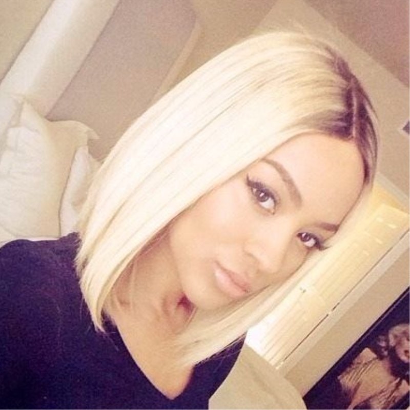 New Fashion Lace Front Wigs Two Tone #1bT#613 Ombre Black&blonde 12inch Straight Short Bob Style Synthetic Heat Resistant Blond Hair wigs-image-389190456