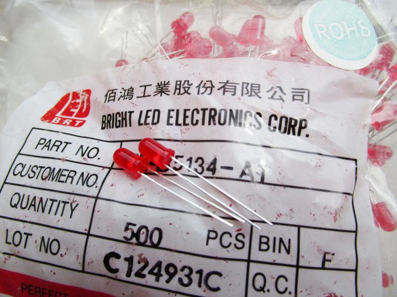 Taiwan BRIGHT 5MM red led lamp beads red hair red highlight absolutely authentic-image-384546969