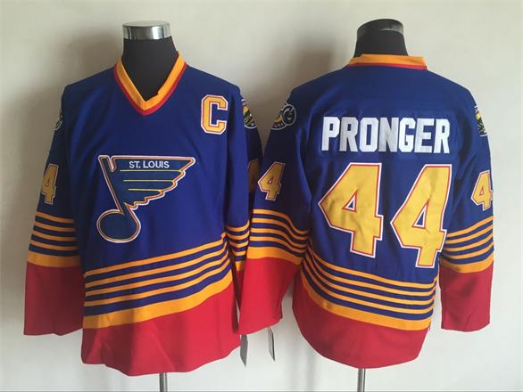 

Top Quality ! Men St. Louis Blues Hockey Jerseys Cheap #44 Chris Pronger Blue Retro Vintage CCM Authentic Stitched Jerseys Mix Order