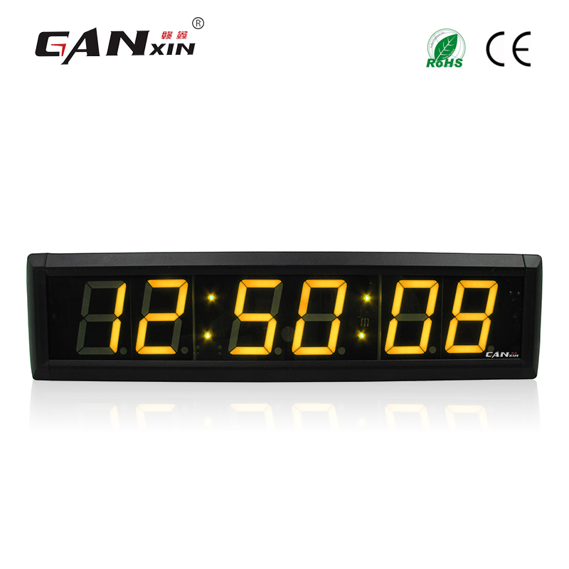 [Ganxin]2.3 inch 6 Digits LED Digital Wall Clock Home Office Use Yellow Color LED Countdown Timer with Remote Control-image-405792733