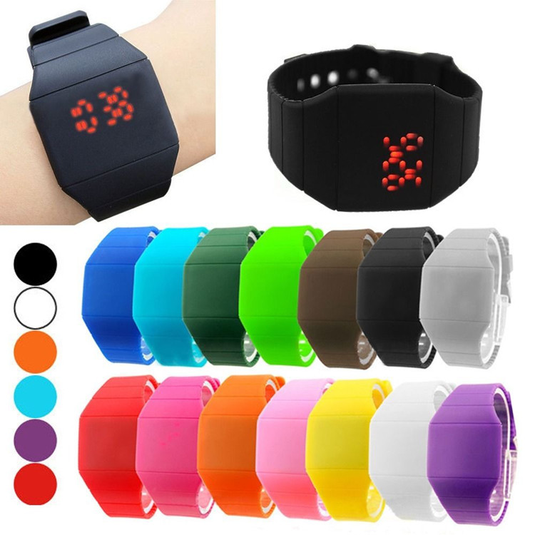 

Wholesale 200pcs/lot Mix 14colors touch led watch Rubber bands digital rubber unisex men women ultra-thin fashion sport watches LT003