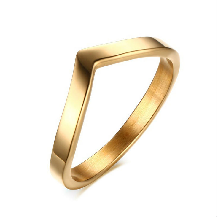

Women's Fashion 18KGP Gold Plated Stainless Steel Chevron Rings