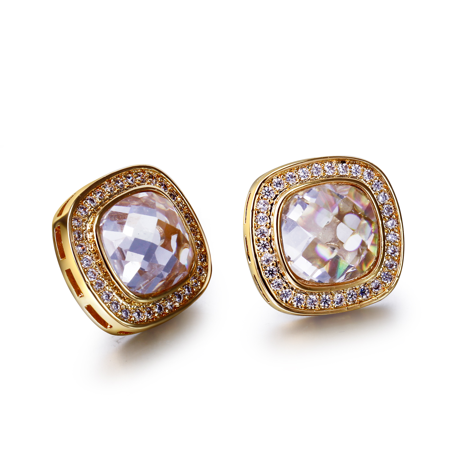 Nouvelles boucles d'oreilles carrées à la mode en 4 couleurs avec zircon cubique