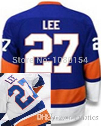 2016 Anders Lee Jersey #27 New York Hockey Shirts Ice Blue Home White Road Away NY Best Quality Stitched Mens Sports Jersey Cheap