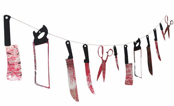 

Halloween prop haunted house decor torture bloody Body tools Severed Body Parts garland banner Gory Party Hanging flags Decorations