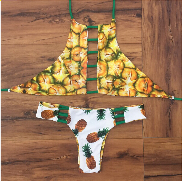 

new style Sexy High Neck Swimwear Reversible Bikini Beach Swimsuit Bathing Suit Strappy Bikini Brazilian Maillot De Bain, White