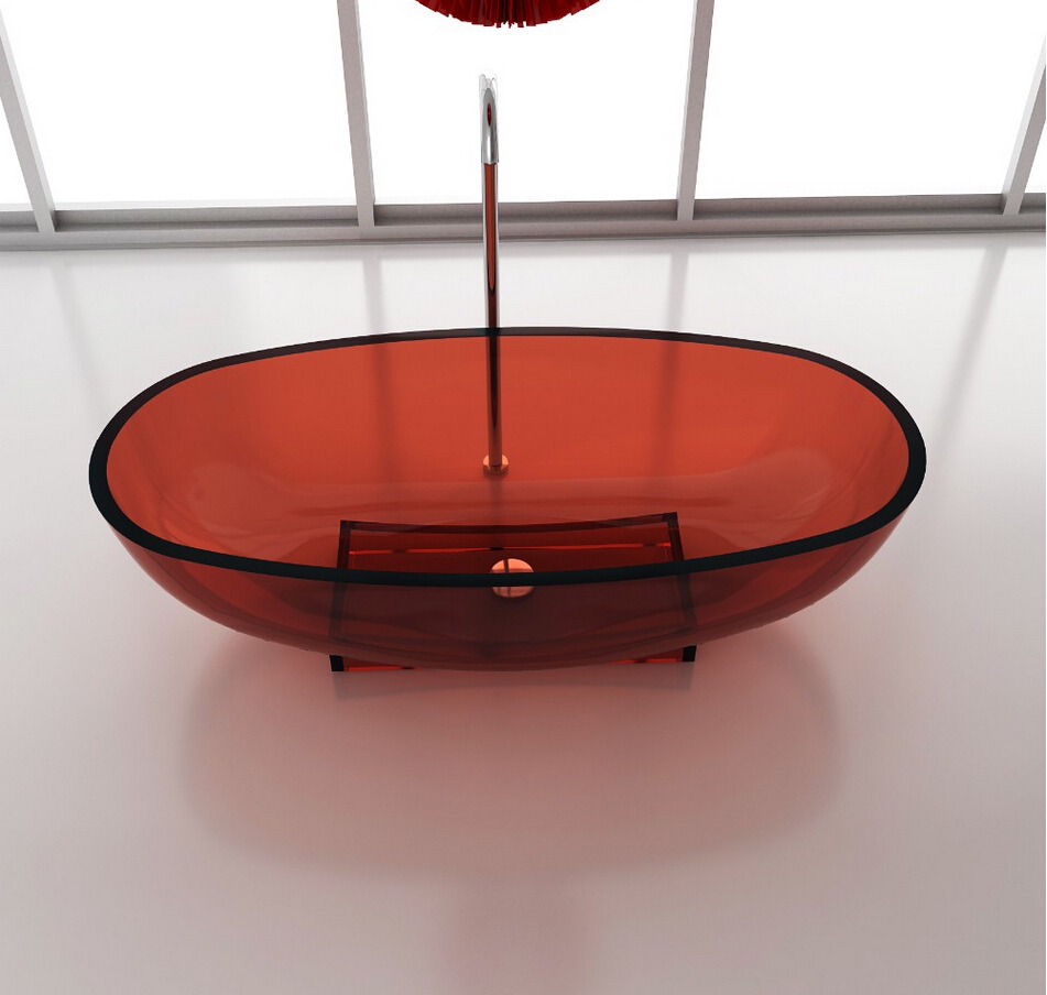 1700x800x480mm High-End Resin Acrylic CUPC Approval Bathtub Oval Freestanding Solid surface stone Colored Tub RS65102-C-image-383440914