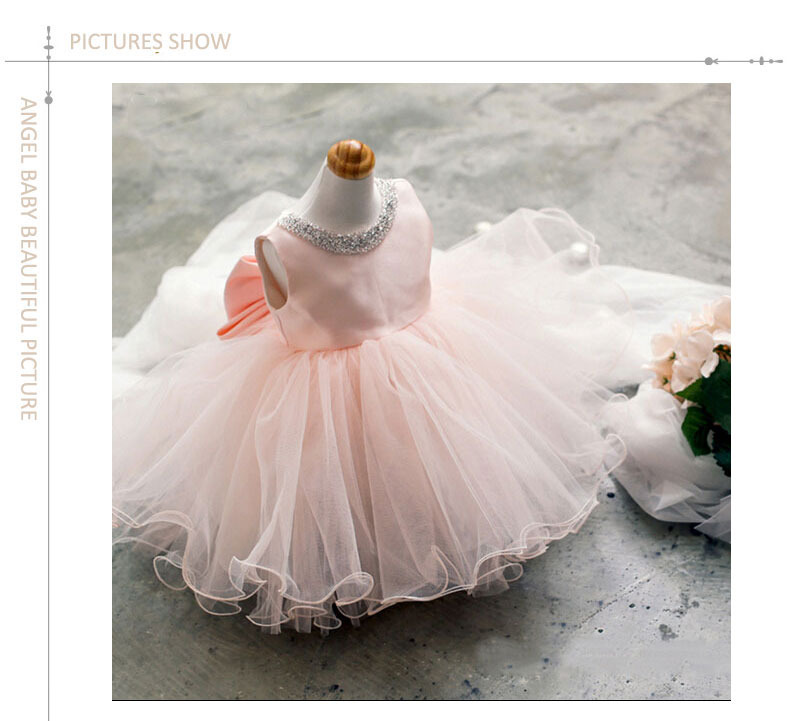 

Girl Wedding Dress Flower Girl Pink Bead Birthday Party Princess Dress 1-11Y Children Costume Tutu Infanti Vestidos Clothes