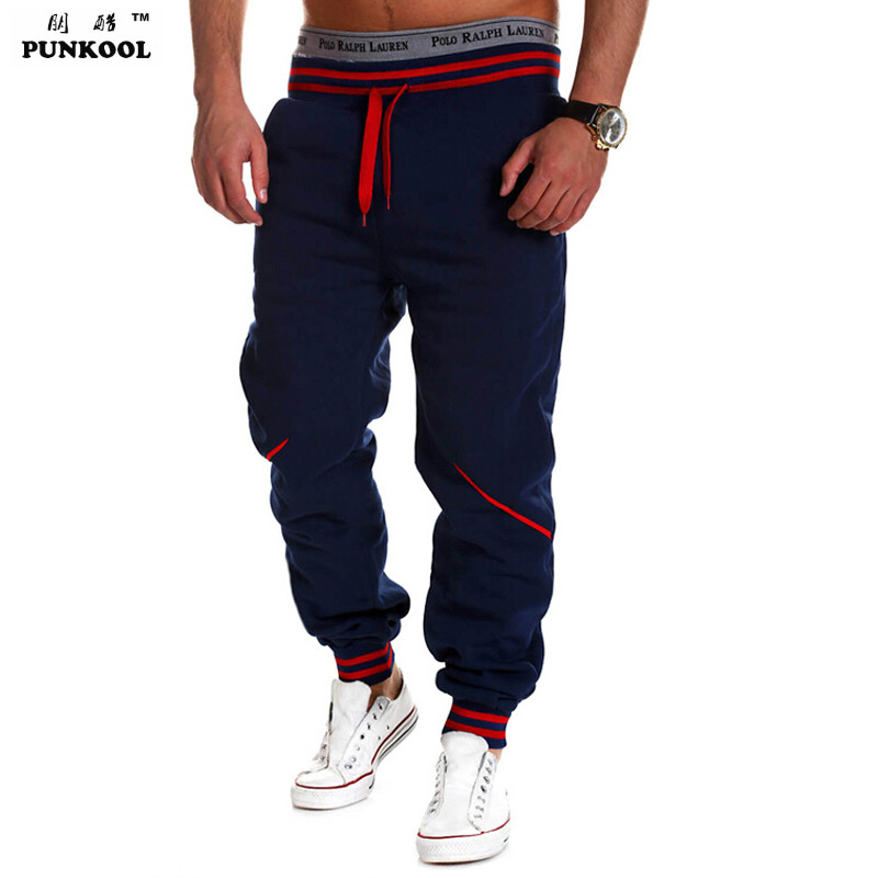 

Wholesale-PUNKOOL Men Gym Sweat Pants 2016 New Fashion Loose Cotton Casual Mens Joggers Sweatpants Tracksuit Sport Men Trousers Hombre, Navy