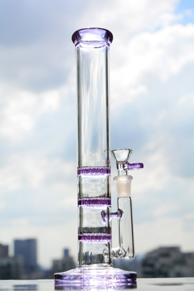 

Beat Glass Bongs Straight Tube Three Fliter Perk Water Pipes Pink Glass Bongs Colored Free Shipping