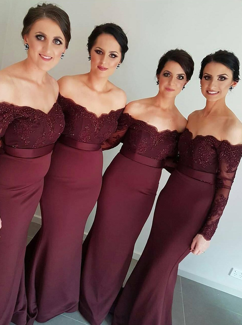 wine red maid of honor dresses