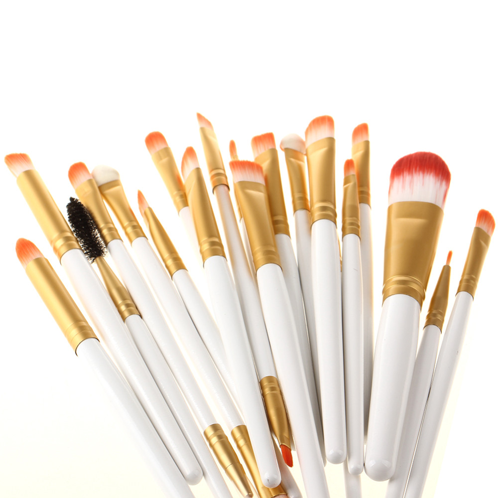 

Wholesale 20Pcs Makeup Brushes White and Golden Colors Set Foundation Eyeshadow Eyeliner Lip Brush Tool